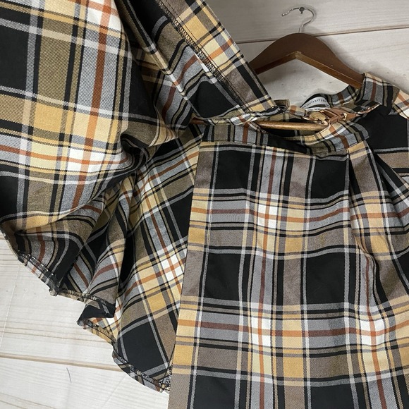 Urban Outfitters Y2K Mini Skirt Small Brown Plaid Schoolgirl Academia Pleated - Picture 7 of 8